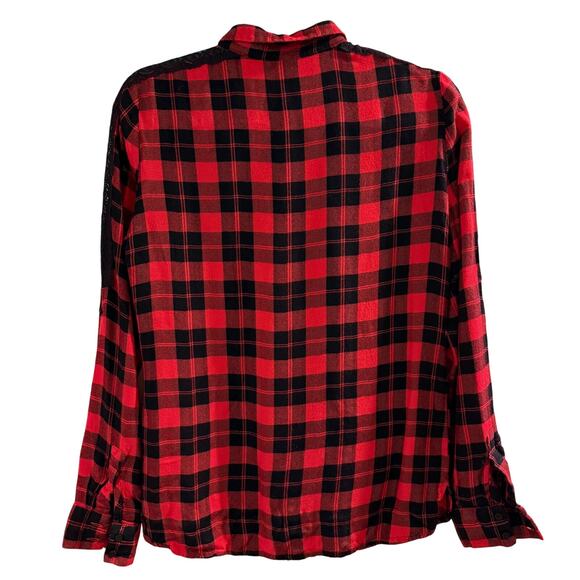 VNT Guess Flannel Shirt with Lace SZ M Goth Dark Romantic Fairy Grunge Vampire - Picture 4 of 7